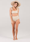 Rylee + Cru Stripe Ruffle Sleeve Bikini Top
